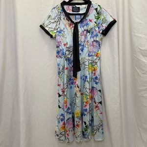 Hearts & Roses rainbow floral a-line fit to flair dress, retro style, NWT size 6